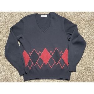 Vintage St. Croix Knits Zephyr Wool Men's Size LARGE Diamond Wool Sweater Granpa